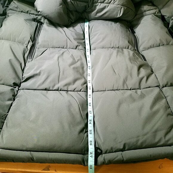 DKNY Long Quilted Puffer Jacket XL Gray New With Tags Removable Hood - Picture 7 of 16
